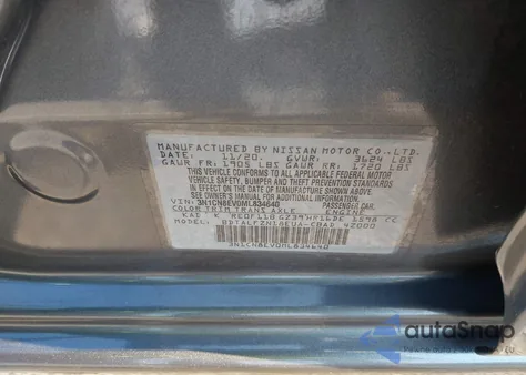 2021 Nissan Versa Sv z USA, uszkodzony, nr VIN 3N1CN8EV0ML834640